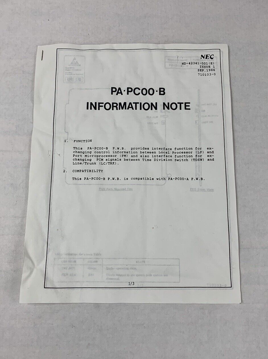 NEC PA-PC00-B Circuit Card