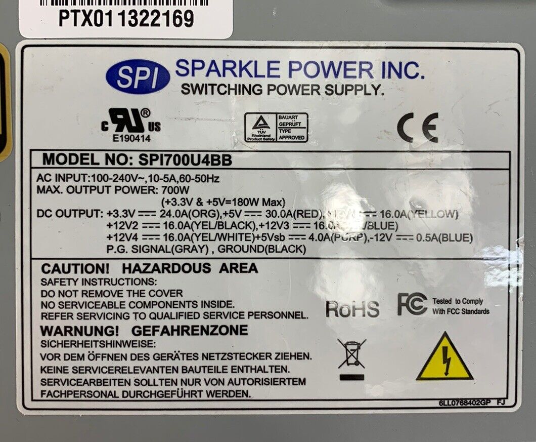 Sparkle Power SPI700U4BB Switching Power Supply