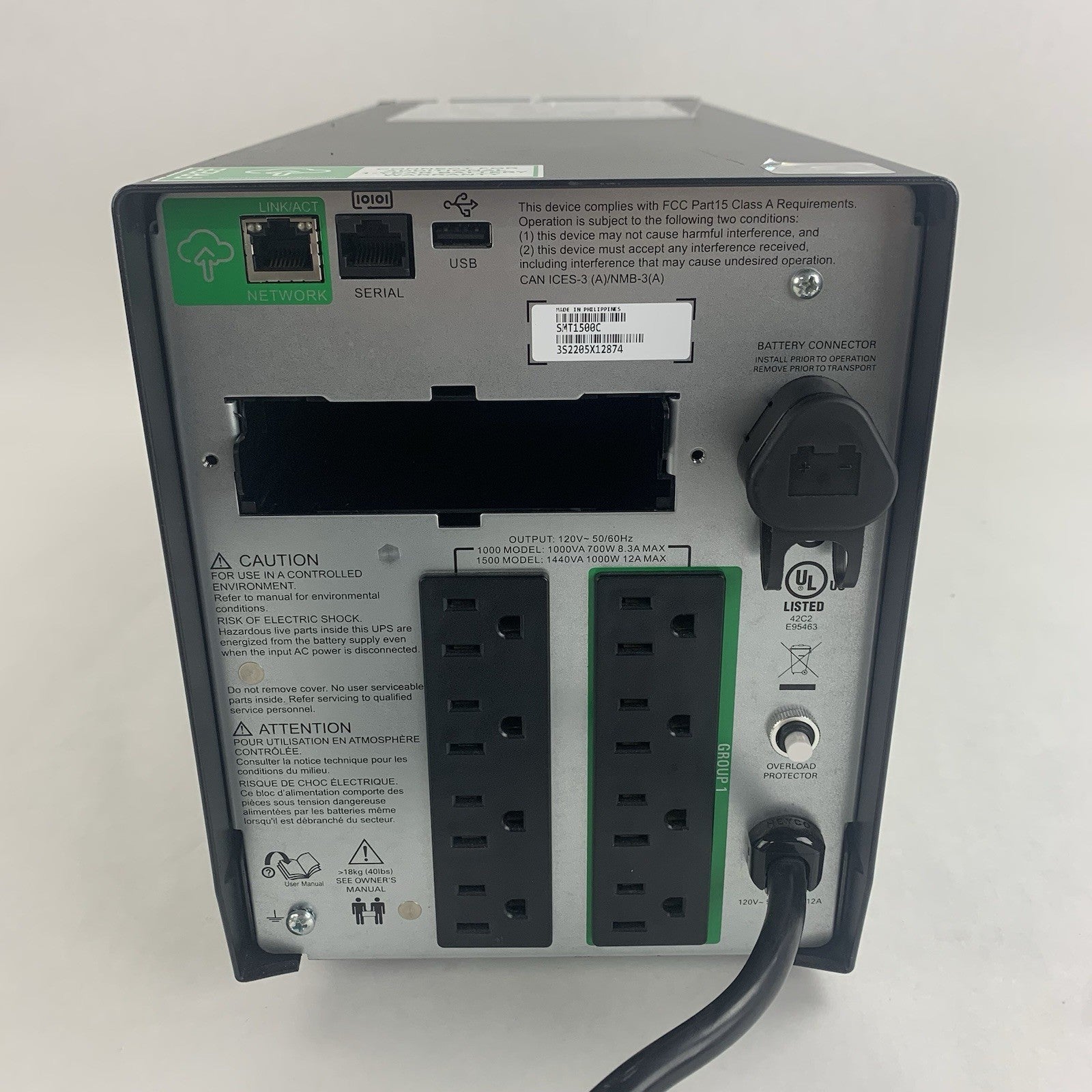APC SMT1500C Smart-UPS 1500VA 120V Uninterruptible Power Supply No Battery4