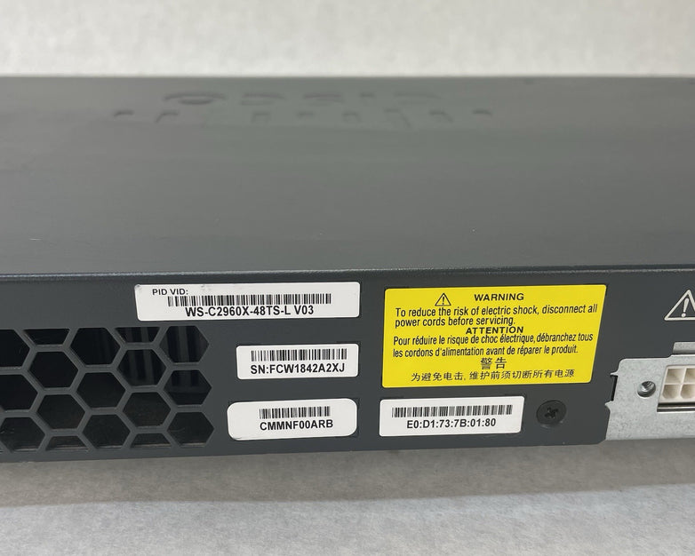 Cisco Catalyst WS-C2960X-48TS-L V03 48 Port Gigabit Switch - Tested