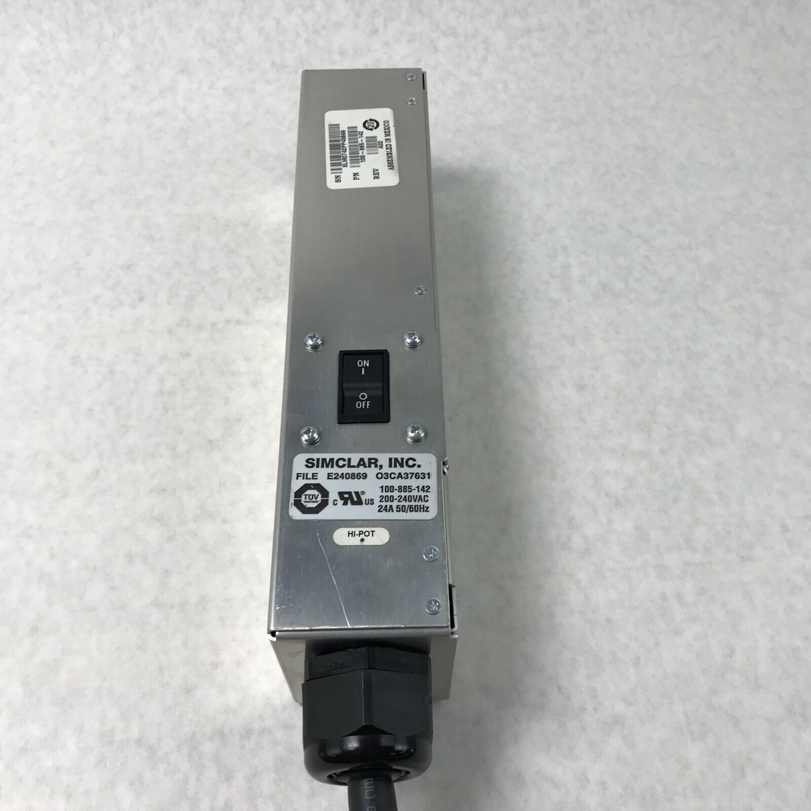 Simclar 100-885-142 E240869 Power Adapter