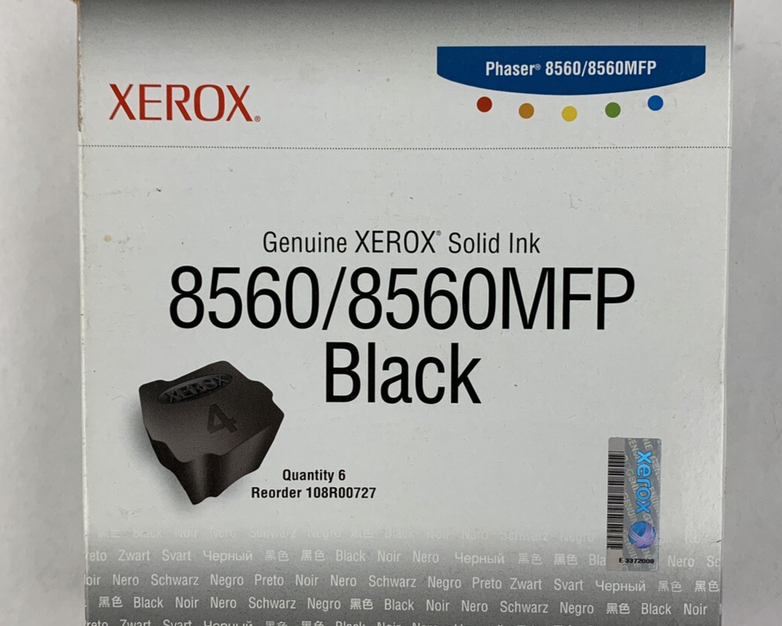 Xerox 108R00727 Solid Ink 8560/8560MFP Black Ink Cartridges New Sealed OEM Box