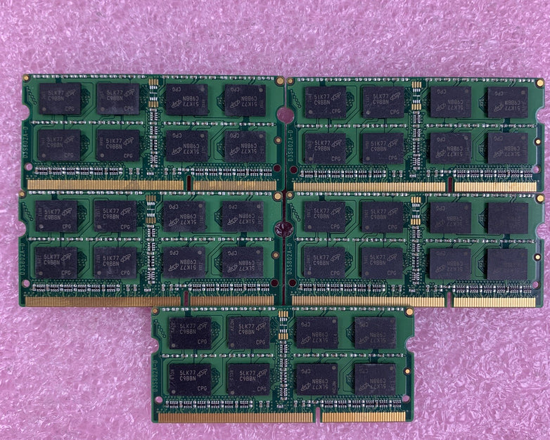 Crucial CT4G3S1067M.C16FKR 4 GB DDR3-1066 PC3-8500S 2Rx8 Laptop Lot of 5x