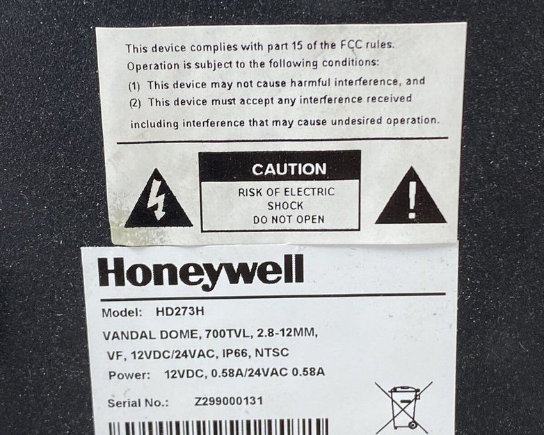 Honeywell HD273H Day/Night Dome Camera Untested For Parts or Repair