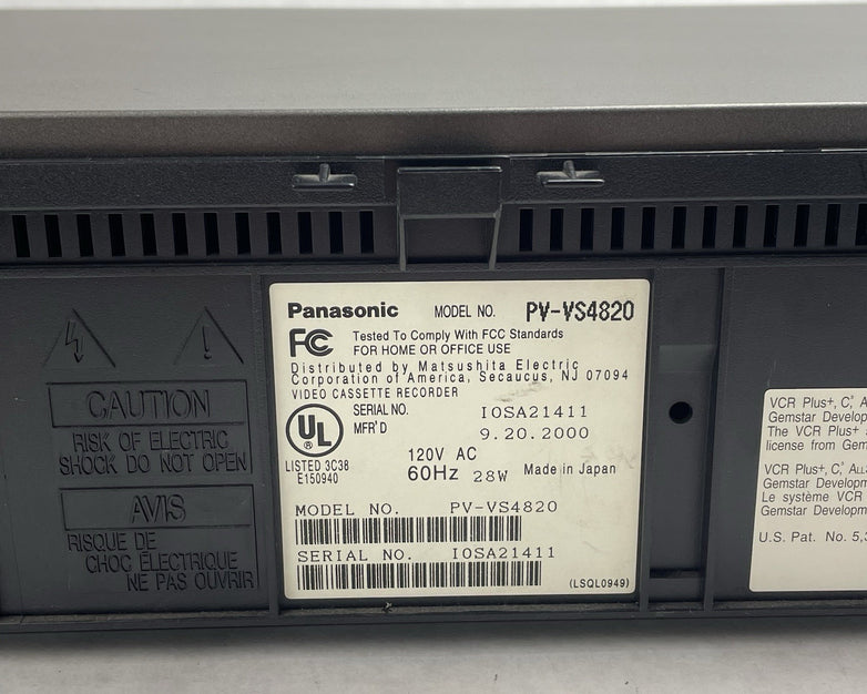 Panasonic PV-VS4820 4-Head Hi-Fi Stereo VHS Video Cassette Recorder VCR