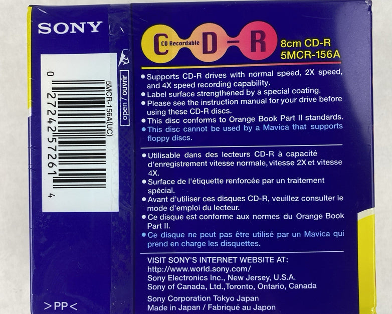 Sony 5MCR-156A  CDR Mavica 8cm 156MB Recordable CD Disc 5 Pack Sealed (Lot of 2)