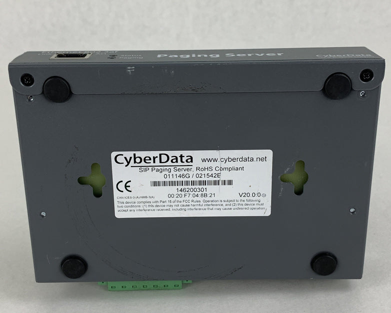 Cyber Data Data SIP Paging Server 011146G Factory Reset No Power Supply