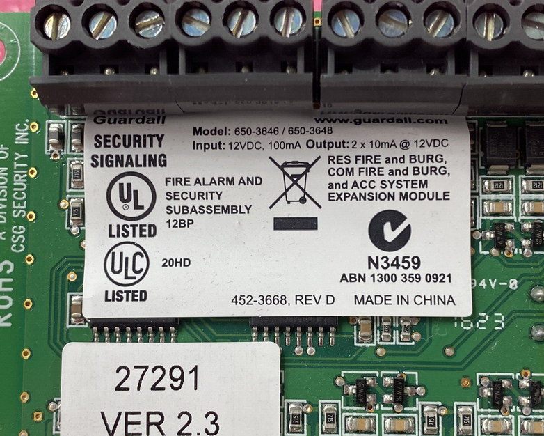 Verex Technology 650-3646 Output Card 12VDC 100mA Input 12VDC 2 x 10mA Output