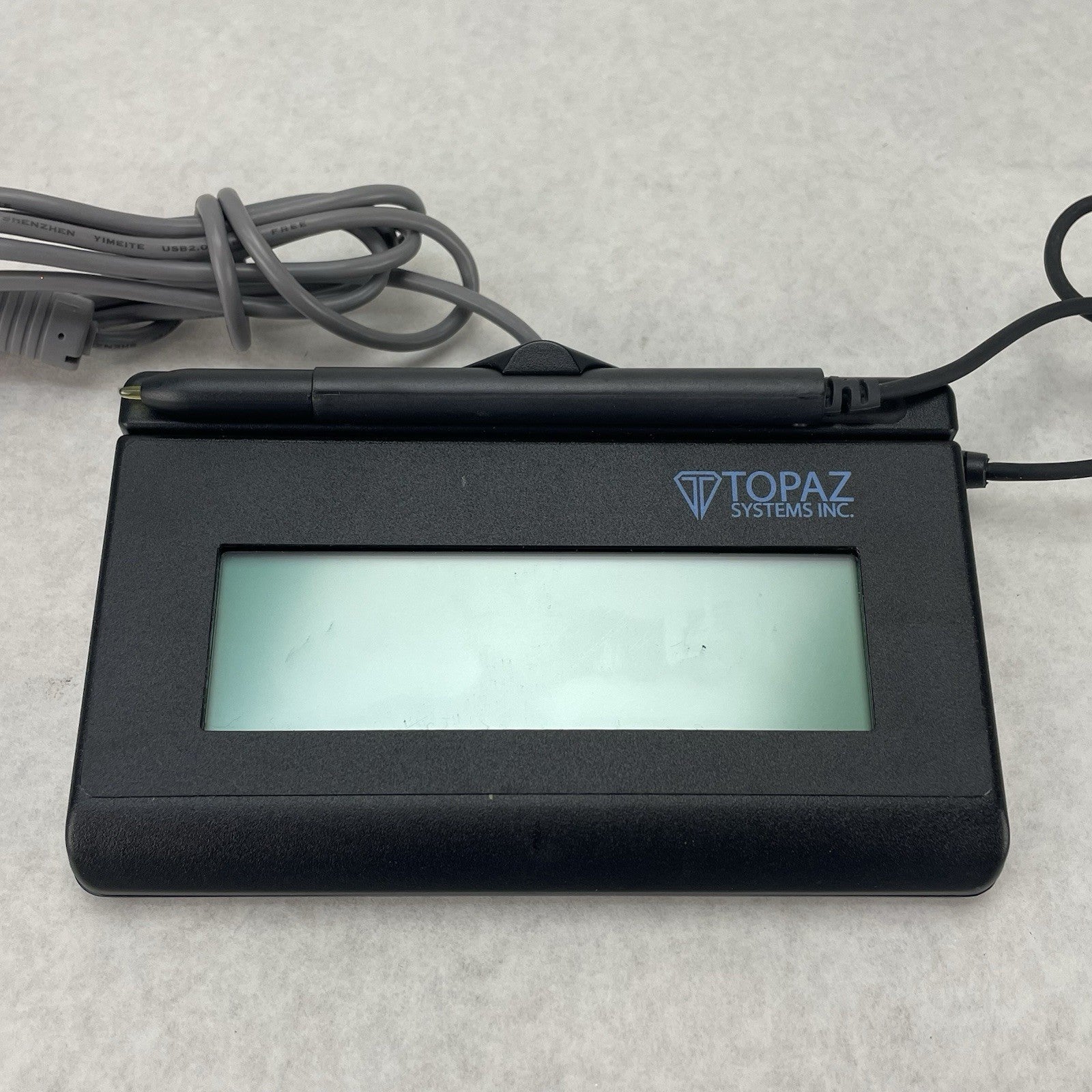 Topaz SignatureGem T-L462-HSB-R USB Signature Pad 1x5" Used Gray Cable1