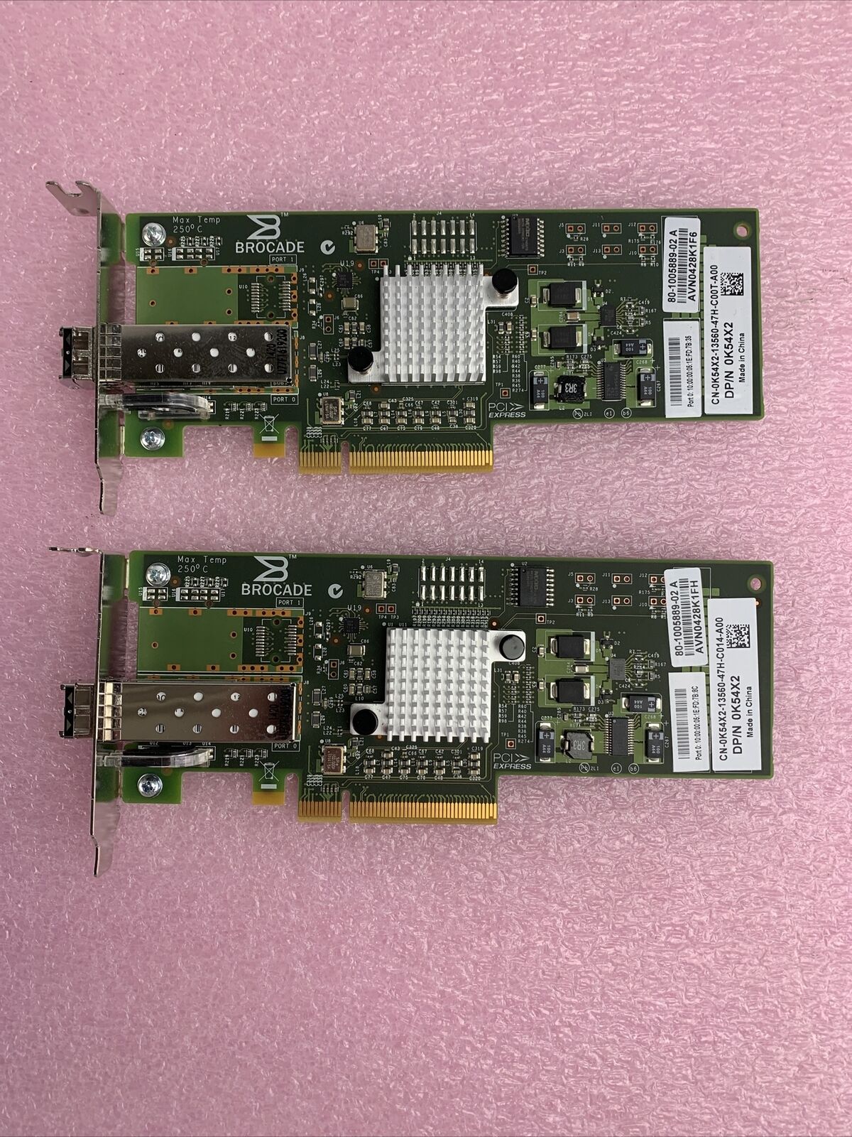 Lot of 2 Dell K54X2 Brocade SP 8GB FC HBA PCI-e Low Profile Fiber Channel Adapte