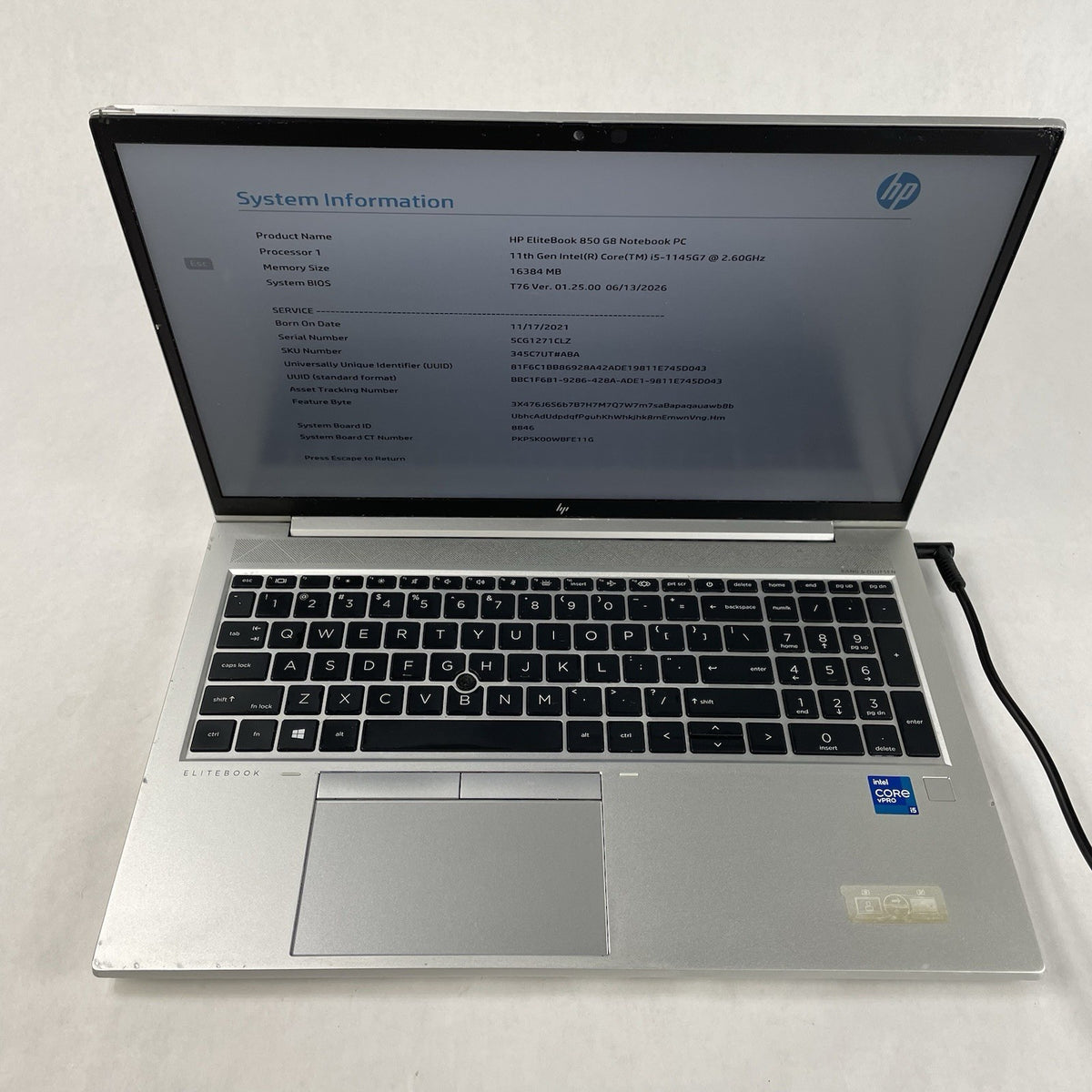 HP EliteBook 850 G8 15.6" i5-1145G7 2.60 GHz 16 GB No SSD/OS/AC - READ2