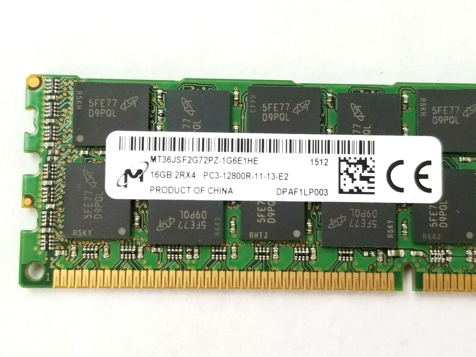 Micron MT36JSF2G72PZ-1G6E1HE EMC 16GB 2RX4 PC3-12800R Server Memory (Lot of 8)