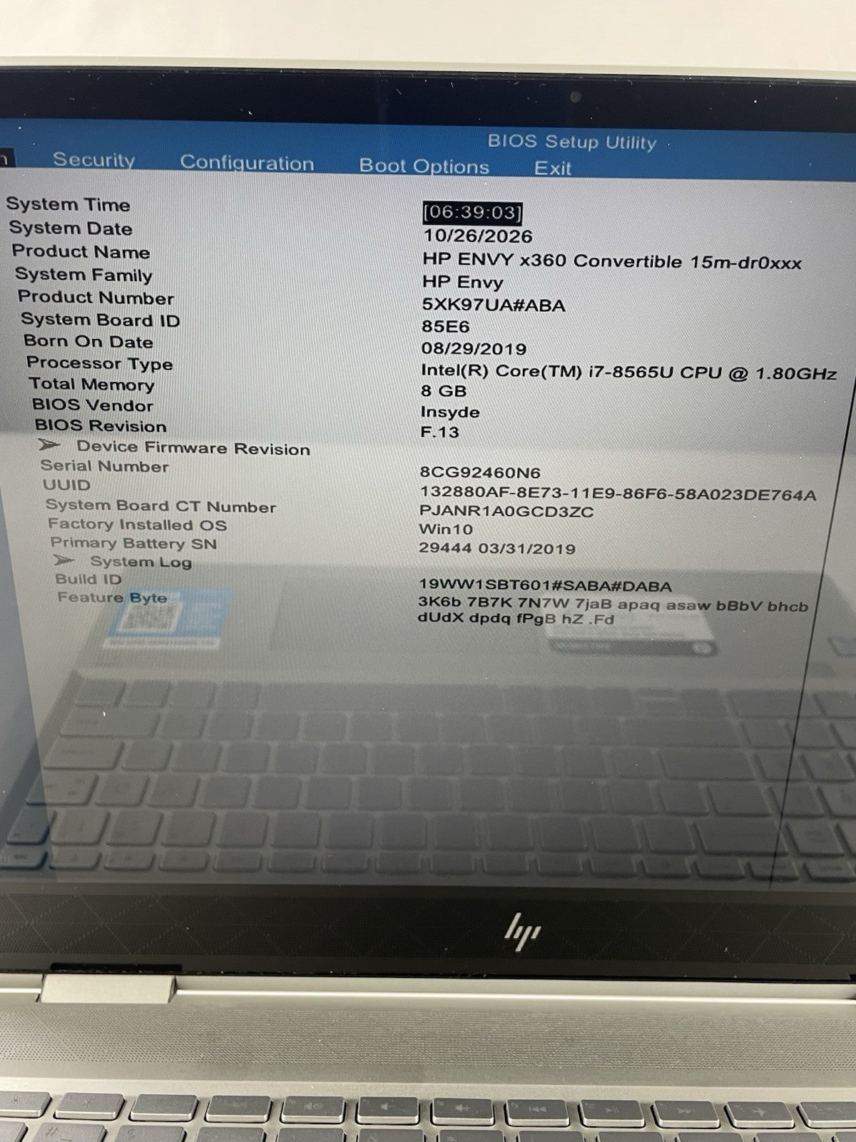 HP Envy x360 14" i7-8565U 1.80 GHz 8 GB RAM No SSD/OS/AC - Bad USB2