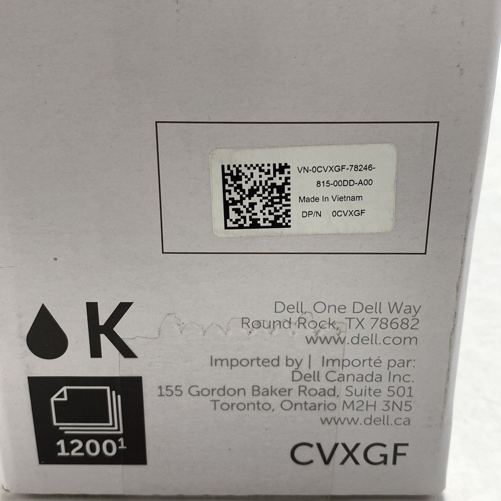 Genuine/OEM Dell CVXGF Black Toner Cartridge For E310 E514 E5154