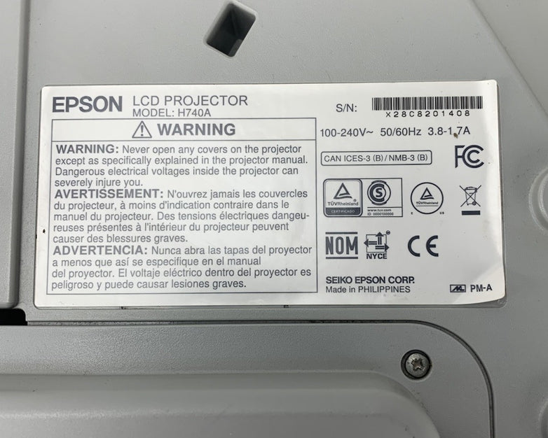 Epson PowerLite 695Wi H740A LCD Lamp Projector 938 Lamp Hours - No Remote