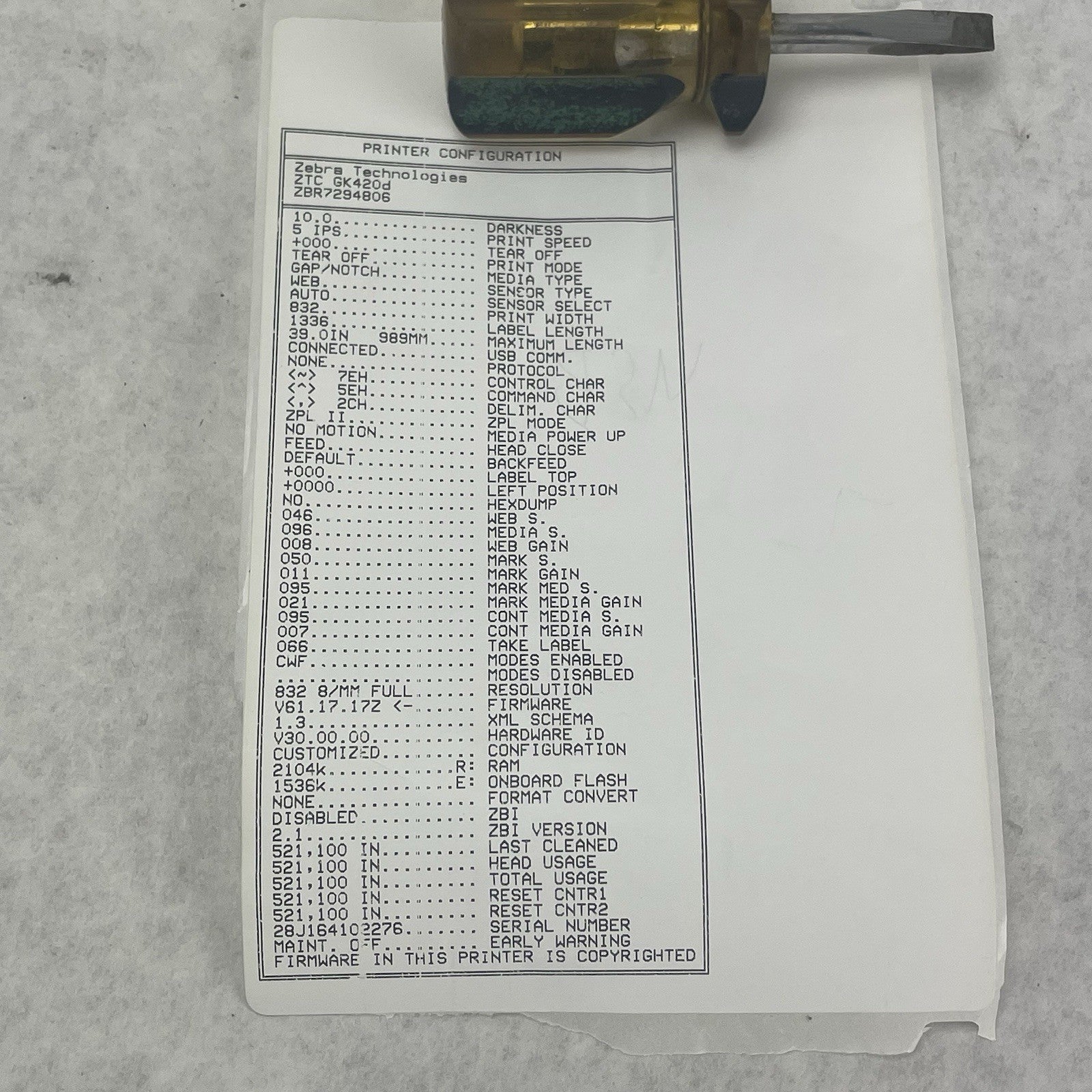 Zebra GK420d GK42-202210-000 Direct Thermal Label Printer Tested 521,100pgc12