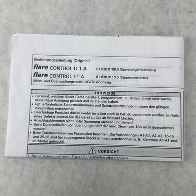 Wieland 81.030.0110.0 Flare Control I-1-A Current Monitoring Relay 20.4-264V