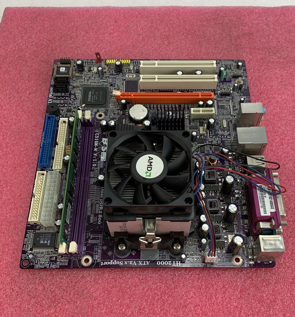 ECS C510M-M Motherboard AMD Athlon 64 x2 2GHz 2GB RAM w/Shield