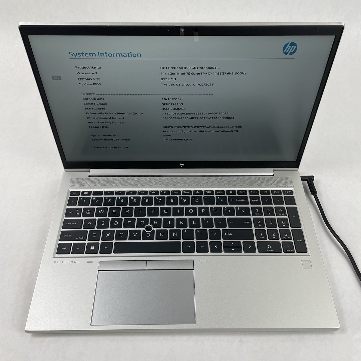 HP EliteBook 850 G8 15.6" i7-1185G7 3.00 GHz 8 GB RAM No SSD/OS/AC/Batt - Stain2