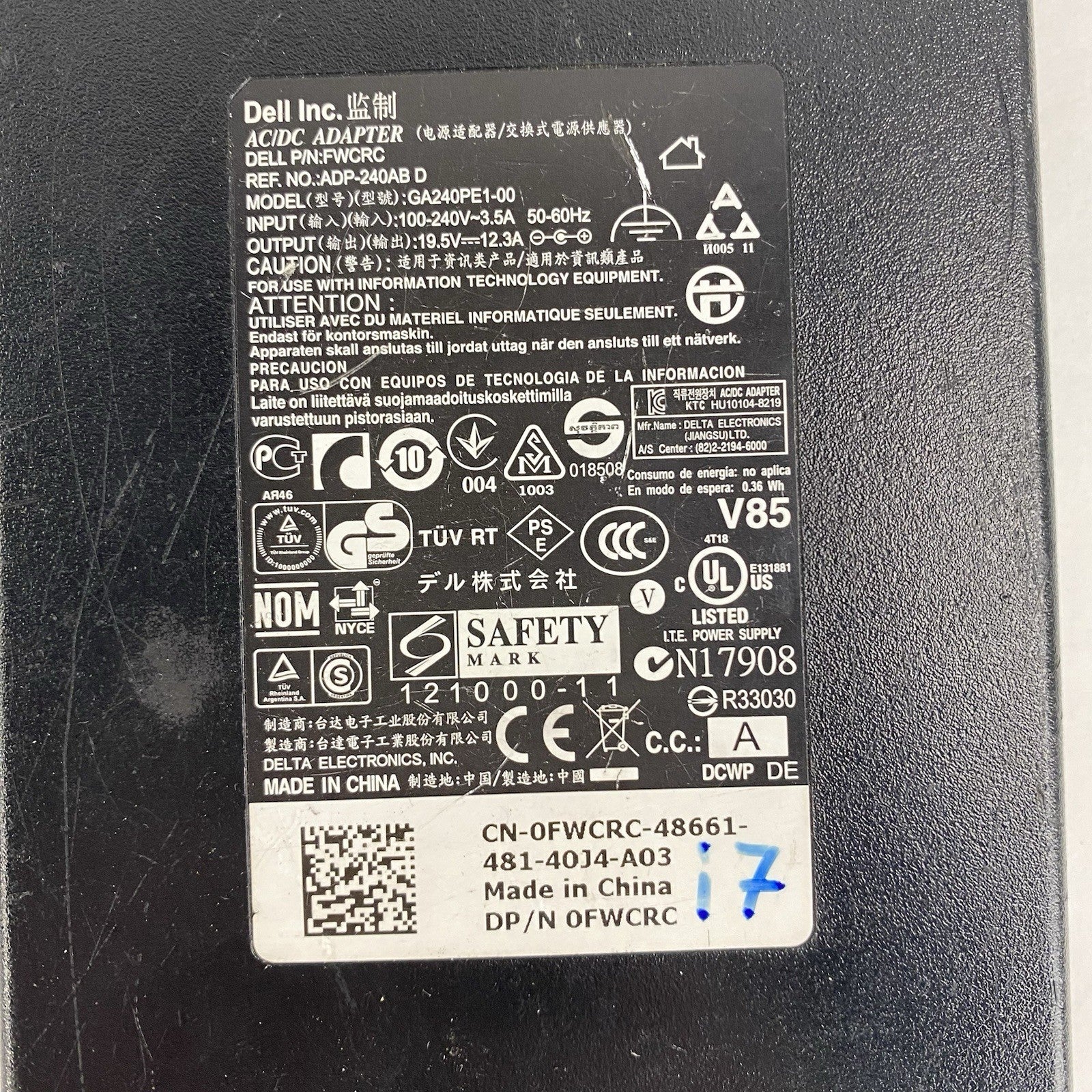 Dell GA240PE1-00 240W Mixed Lot w/ Flextronics GA240PE1-0  240W AC Adapter Lot 26