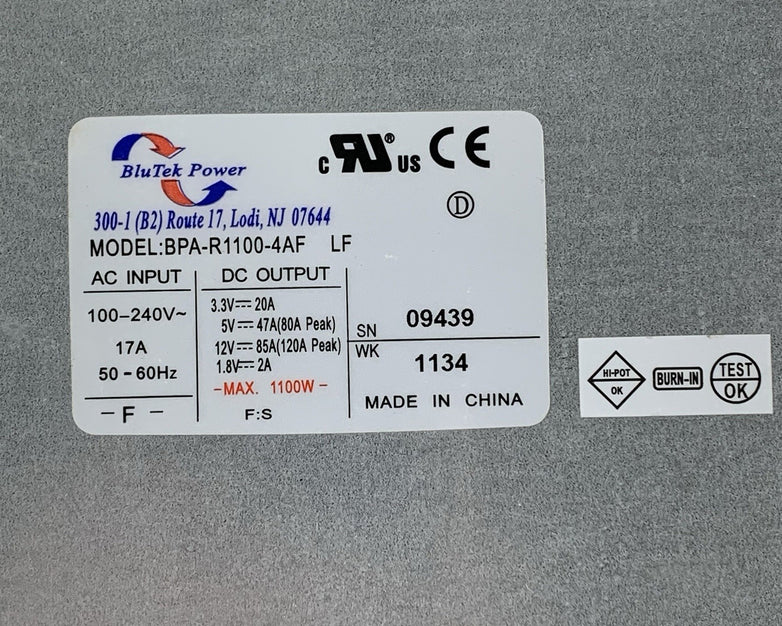 BlueTek BPA-R1100-4AF SATABeast Power Supply PSU 1100W BluTek Tested