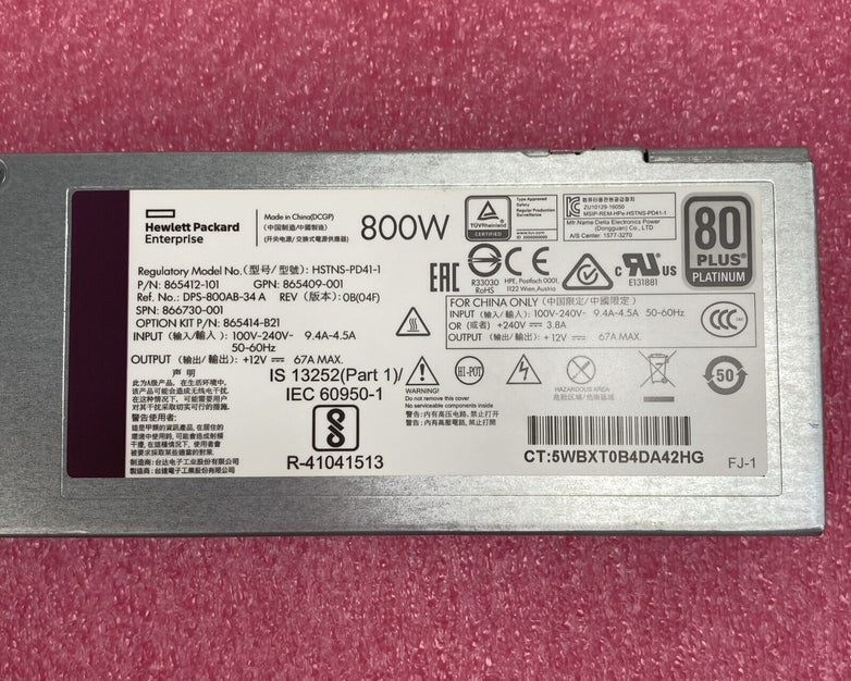 HP HSTNS-PD41-1 800W 80 Plus Platinum Power Supply 86-5412-101