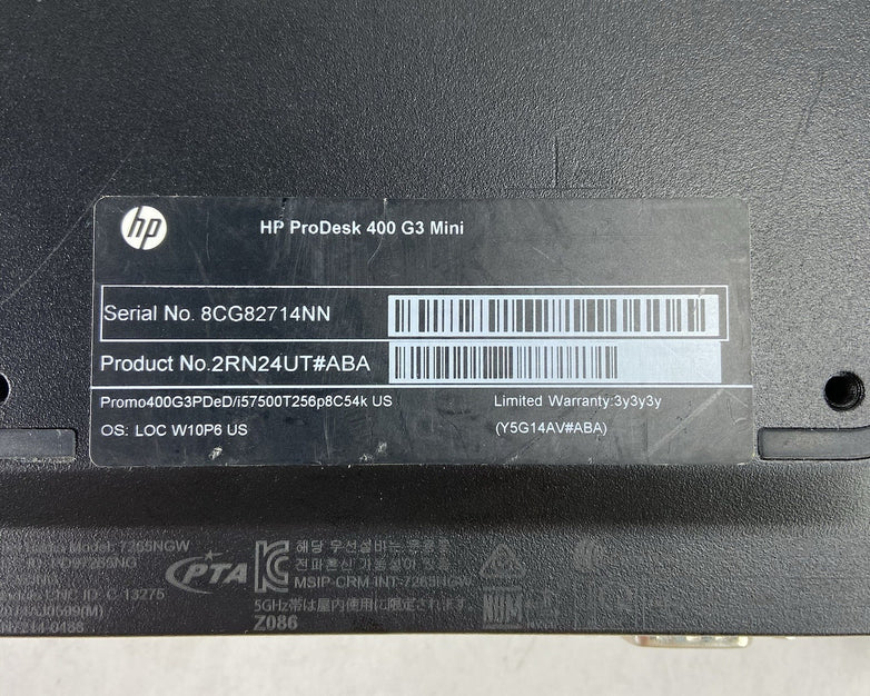 HP ProDesk 400 G3 Micro Intel Core i5-7500T 8GB RAM No AC/HDD/OS