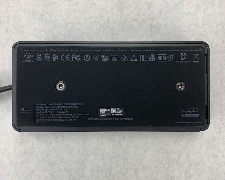 Dell UD22 K22A001 Universal Dock USB-C Docking Station - No AC Adapter