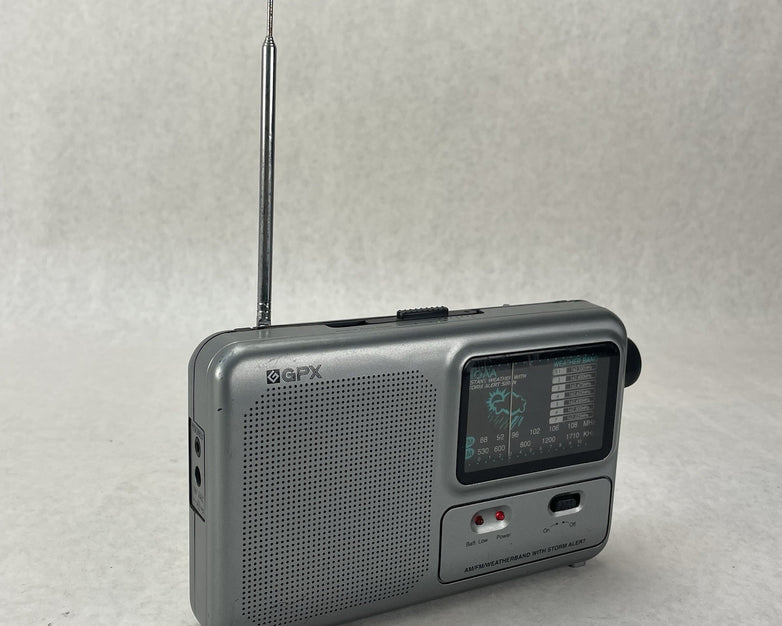 GPX A380S AM/FM Weather Band Radio Storm Alert Battery Indicator Silver