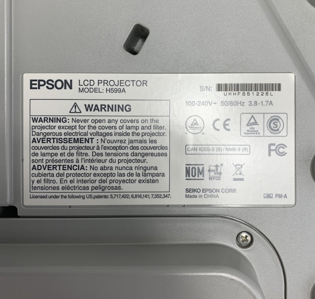 Epson BrightLink 595Wi H599A LCD Projector 2993 Lamp Hours - No Remote Loud Fan7