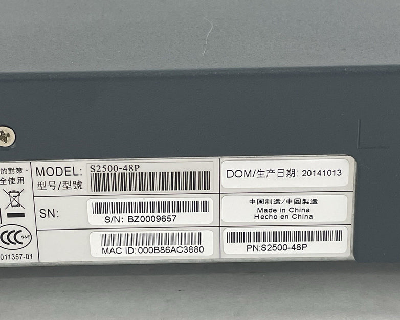 Aruba S2500-48P S2500-48P PoE Mobility Access Switch 48 Port