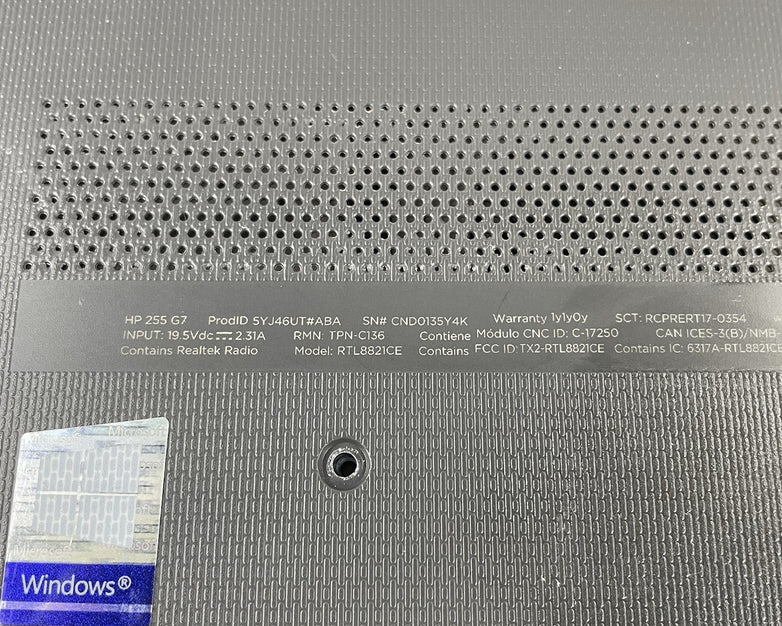 HP 255 G7 15.6" Ryzen 3 2200U 2.50 GHz 8 GB RAM No SSD/AC/OS