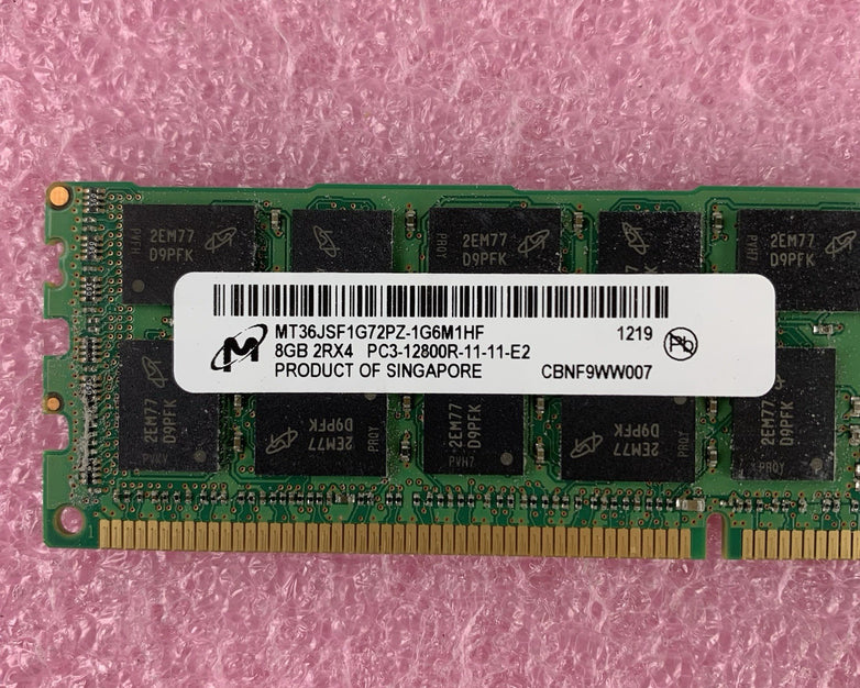 Micron MT36JSF1G72PZ-1G6M1HF 8 GB 2Rx4 DDR3 PC3-12800R ECC REG Server Ram