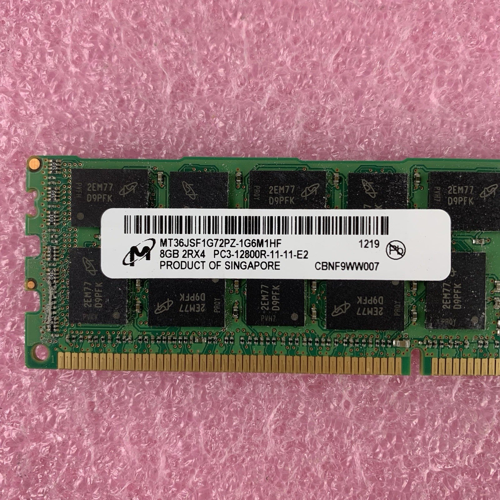 Micron MT36JSF1G72PZ-1G6M1HF 8 GB 2Rx4 DDR3 PC3-12800R ECC REG Server Ram2
