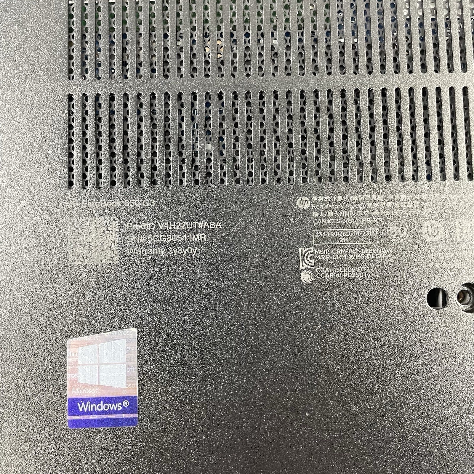 HP EliteBook 850 G3 15.6" i7-6600U 2.60 GHz 8 GB RAM No SSD/OS/AC14