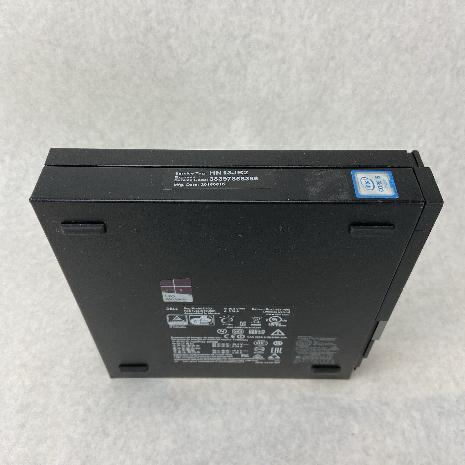 Dell Optiplex 3040 MFF Intel Core i3-6100T 3.2GHz 4GB RAM w/AC No HDD/OS3