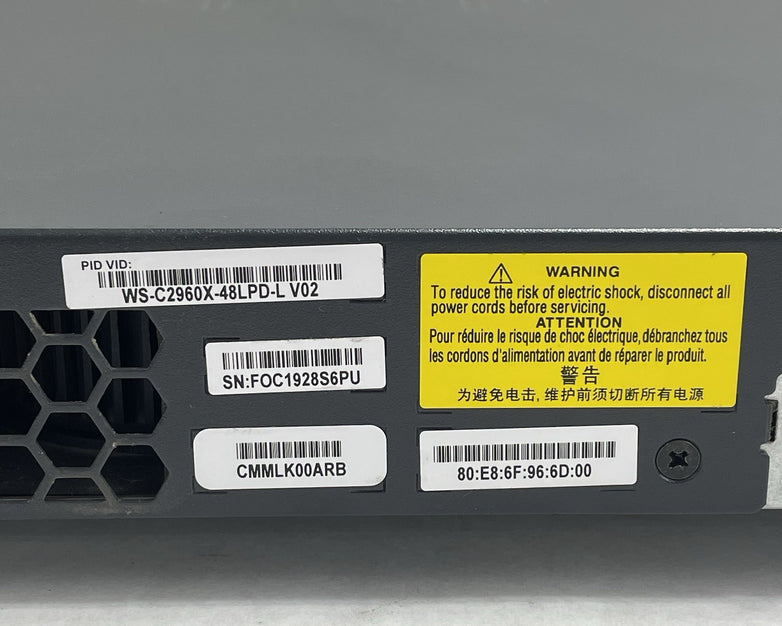 Cisco WS-C2960X-48LPD-L  V02 48x PoE+ 2x 10G SFP+ Tested & Reset