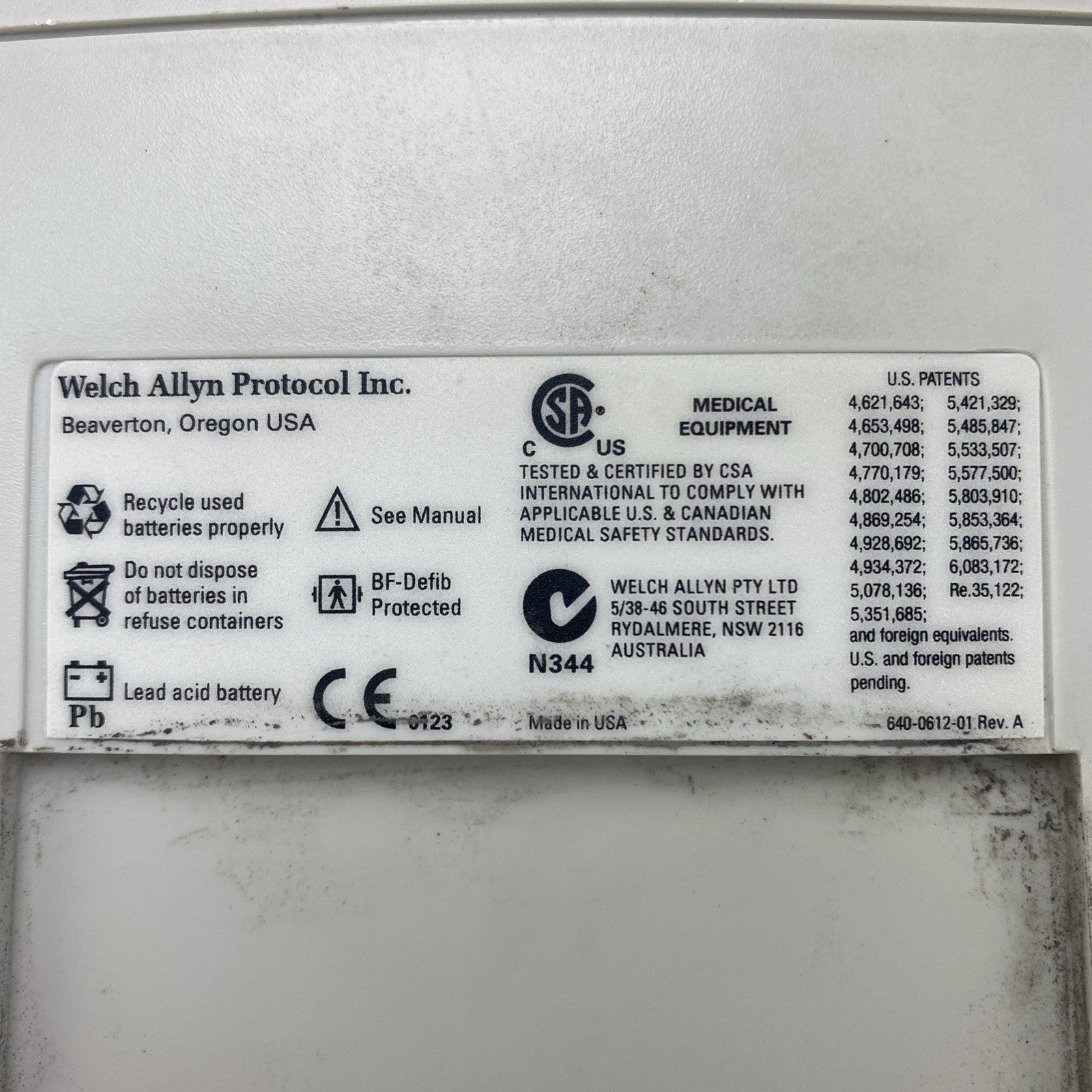 Welch Allyn 53N00 Patient Monitor SpO2 007-0100-01 Untested No Battery10