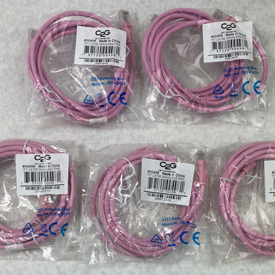 Lot( 5 ) 7ft Pink Cat5e C2G 00498 Snagless Unshielded UTP Ethernet Patch Cable