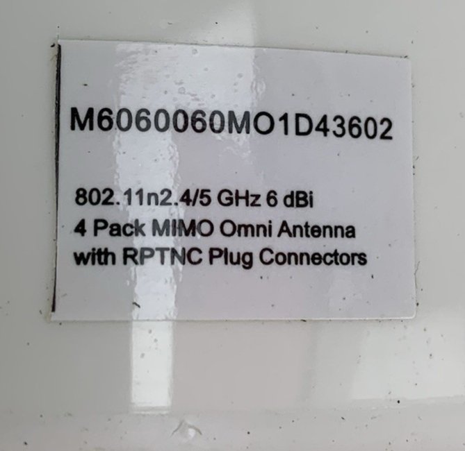 Ventev M6060060MO1D43602 2.4/5 GHz 6 dBi Mimo Omni Antenna - Untested7