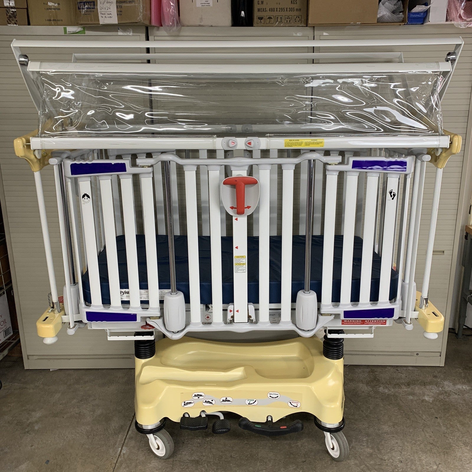 Stryker Cub FL19H Pediatric Crib with Mattress and FA64183 Retractable Top