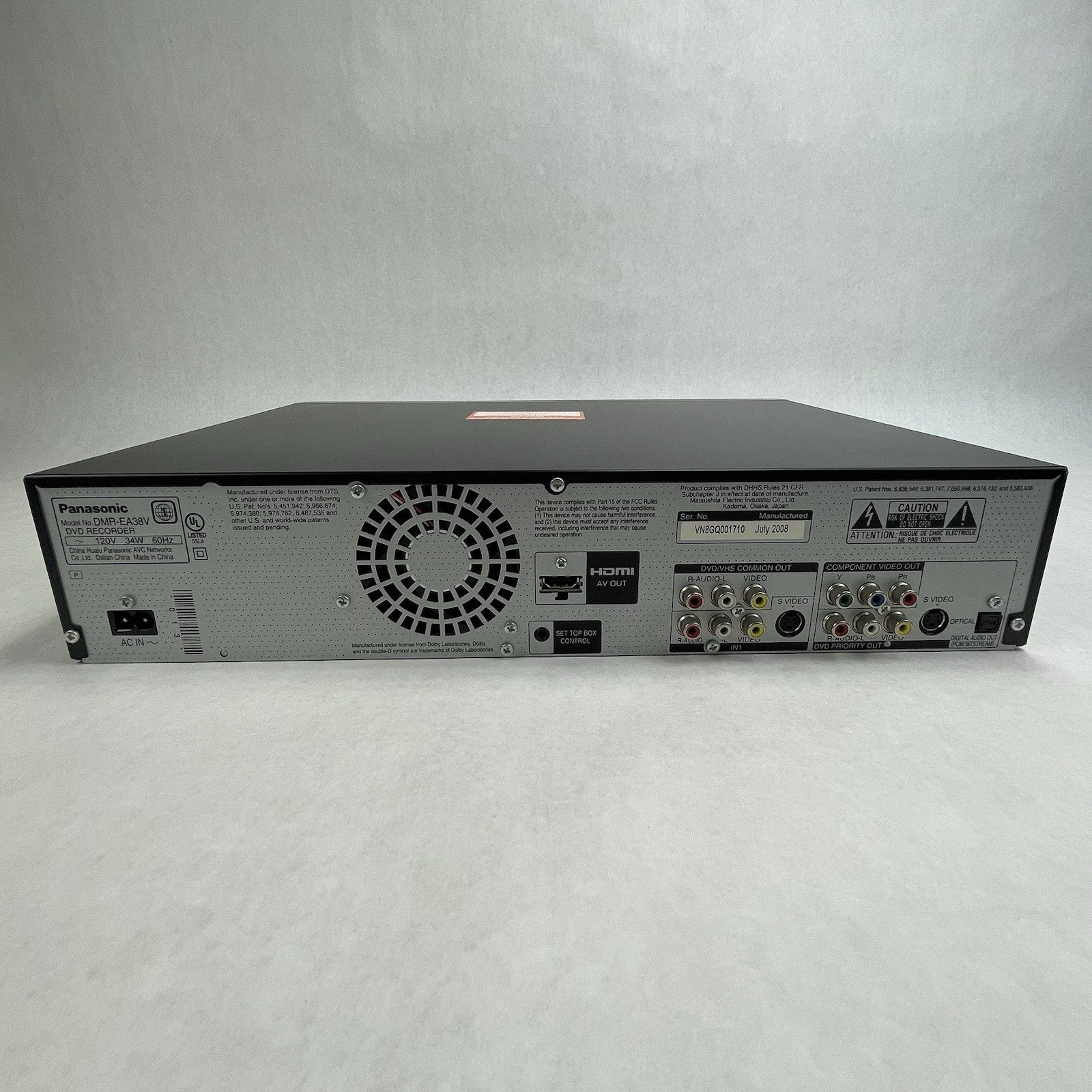 Panasonic DMR-EA38V DVD Recorder VCR Combo HDMI 1080p Tested No Power Cord