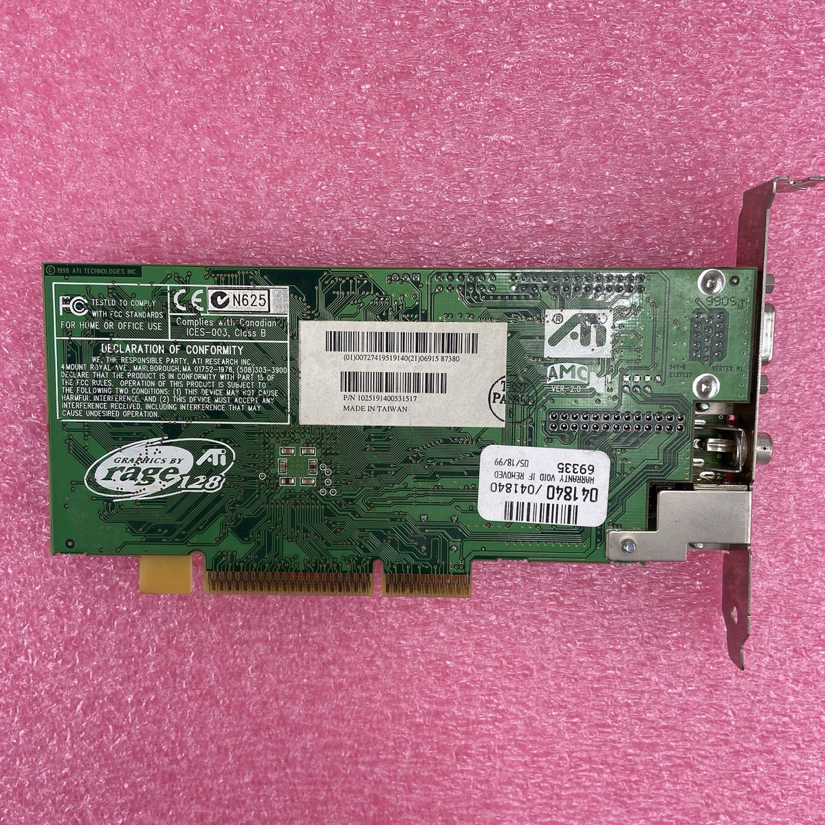 ATI Rage 128 32MB 109-51900-01 AGP Graphics Card VGA 1025350200 S Video8