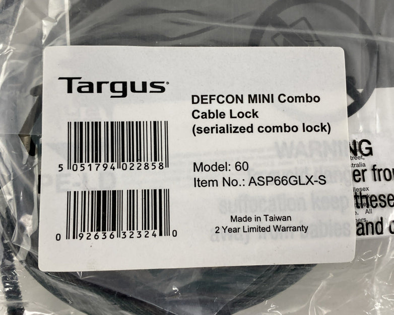 Targus 60 Defcon Mini Combo Cable Lock Lot of 5