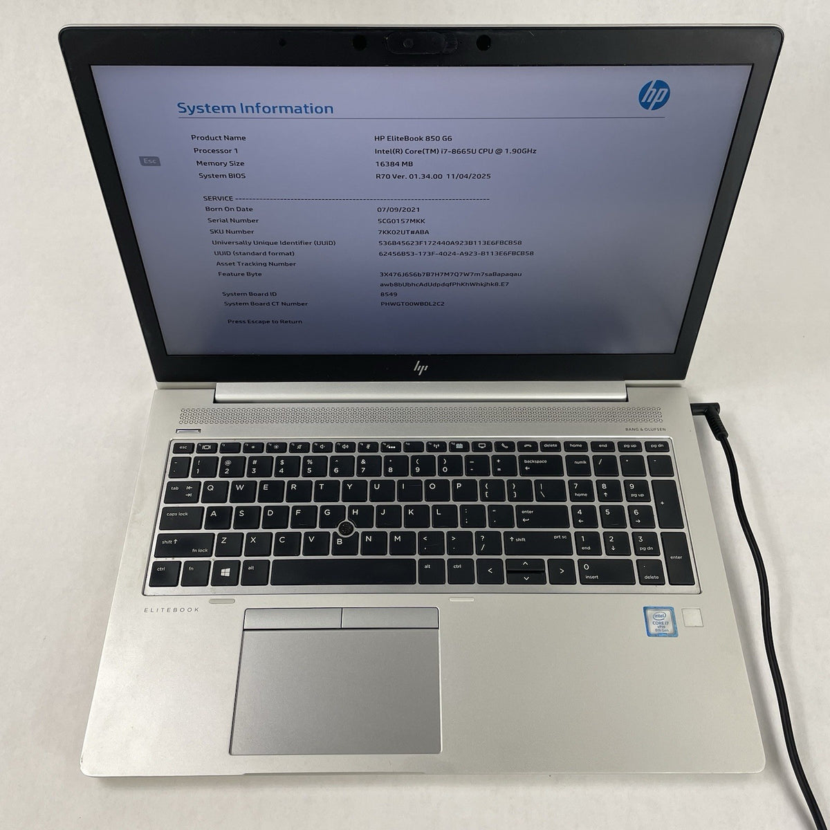 HP EliteBook 850 G6 15.6" i7-8665U 1.90 GHz 16 GB RAM No SSD/OS/AC2
