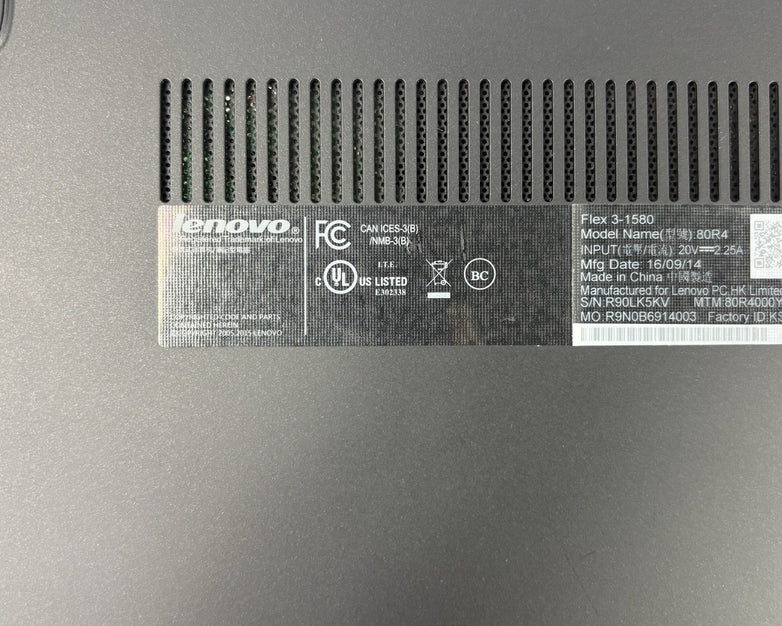 Lenovo Flex 3-1580 15.6" i7-6500U 2.5 GHz 8 GB Ram No OS No HDD No Batt No AC