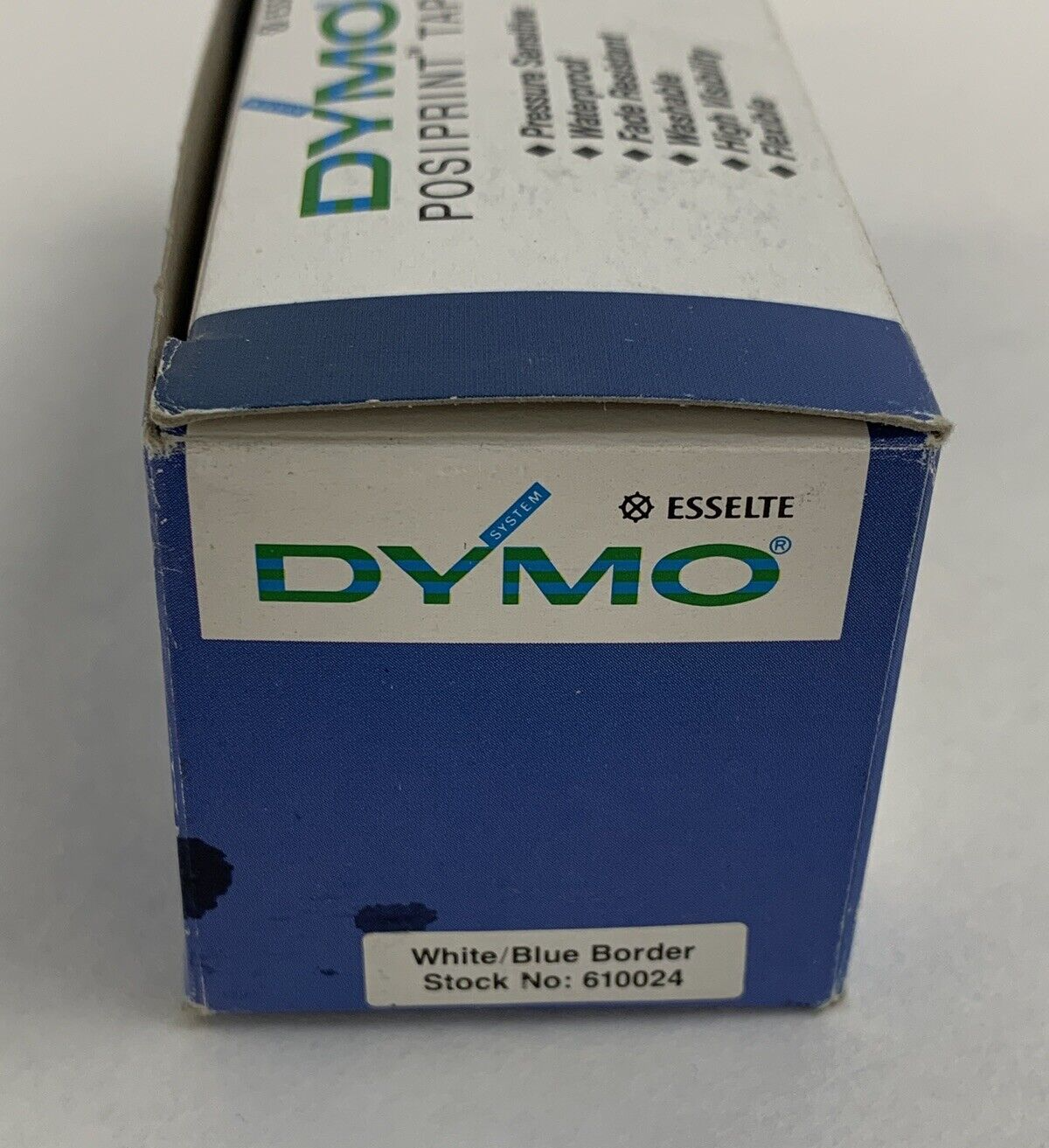 Dymo 610024 Esselte PosiPrint Labeling Tape White Blue Border 3/8"x10" 10x Rolls