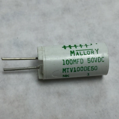 Mallory MTV100DE50 100MFD 50VDC   NOS