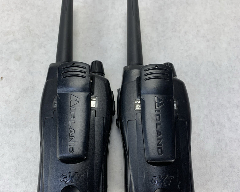 Midland GXT1000 GMRS 2-Way Radio Set of 2 Charge base Car Adapter - No Batteries