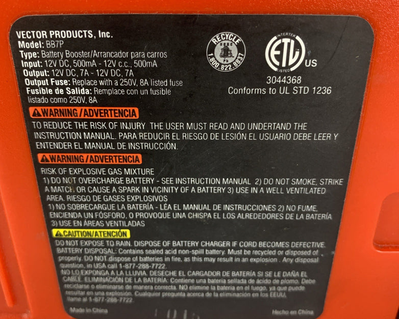 Black and Decker Simple Start Portable Battery Booster BB7P